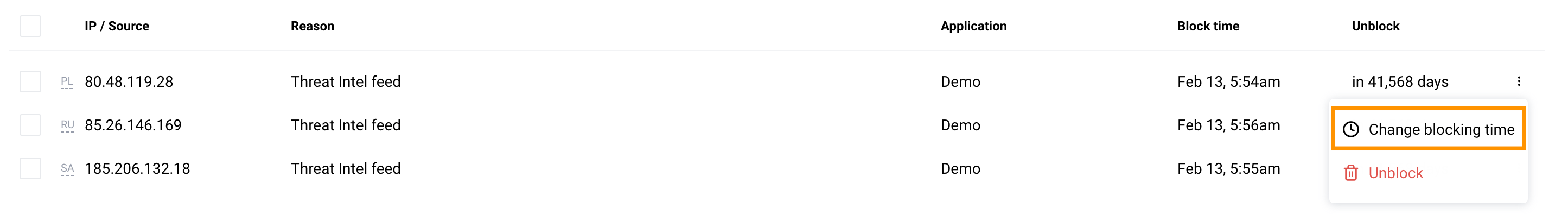 Change blocking time