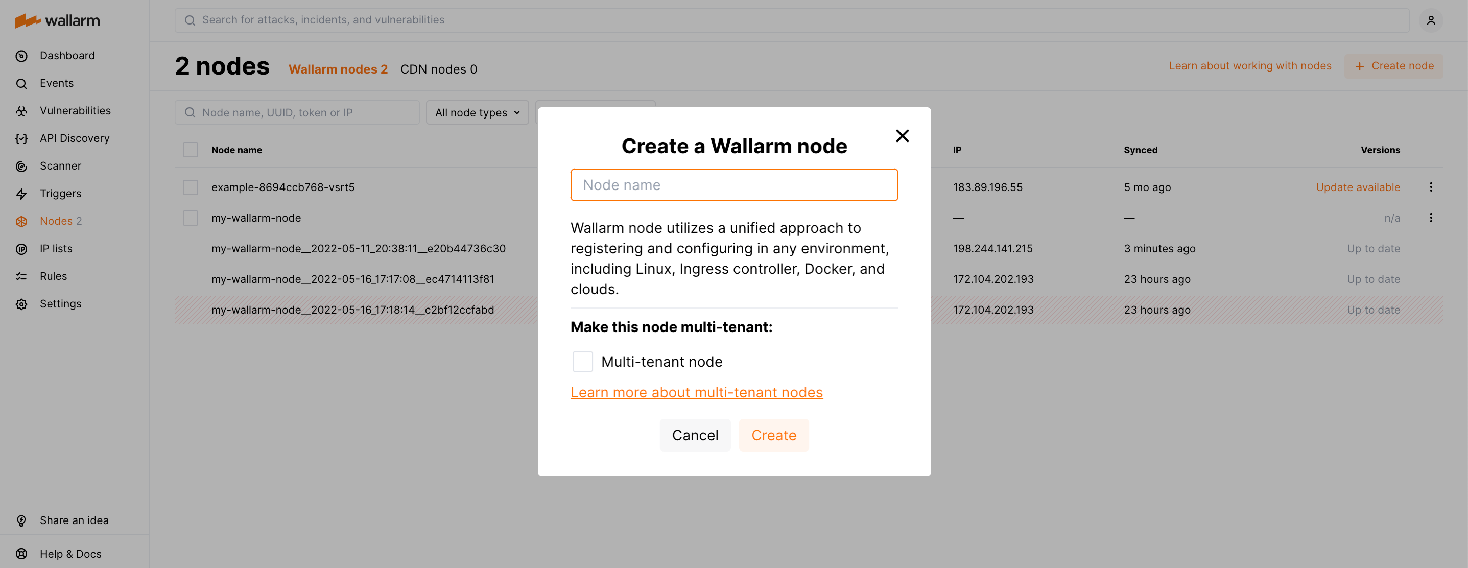 Creating Wallarm node