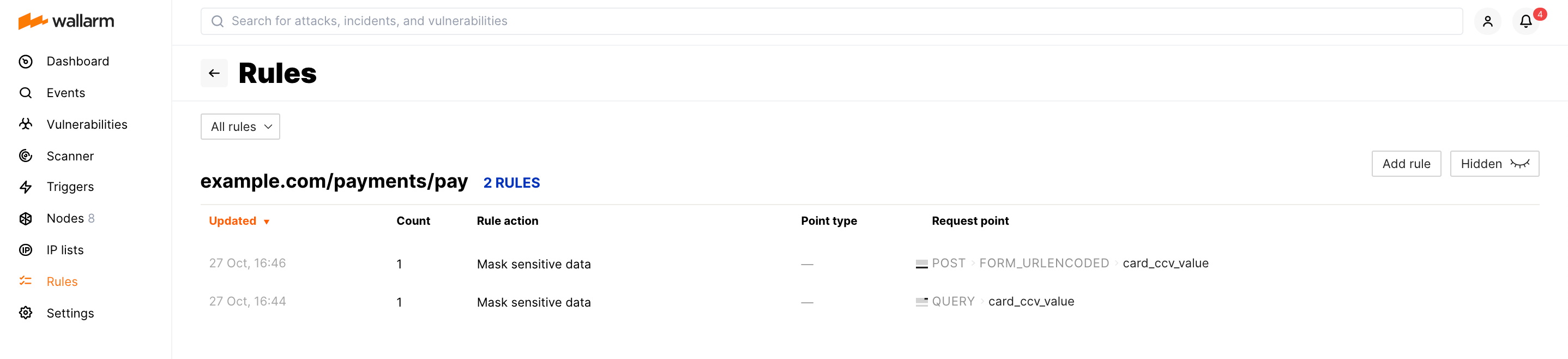 Viewing branch rules