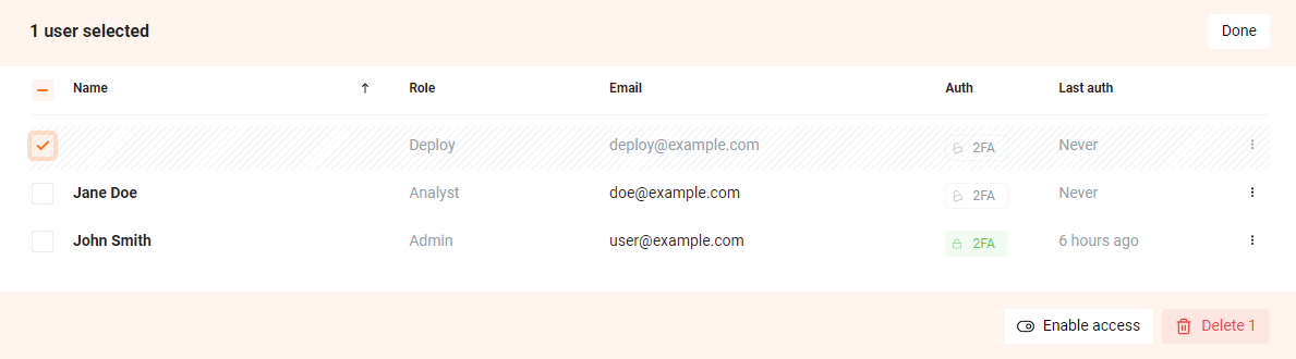 Enabling several users' accounts
